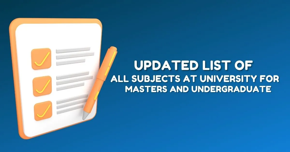List of Subjects at University