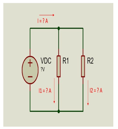 Figure 3. Schematic circuit of resistors in parallel, physical lab 2.