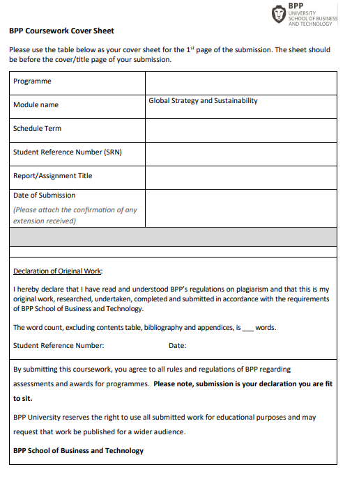 Global Strategy and Sustainability CW11 Formative Assessment