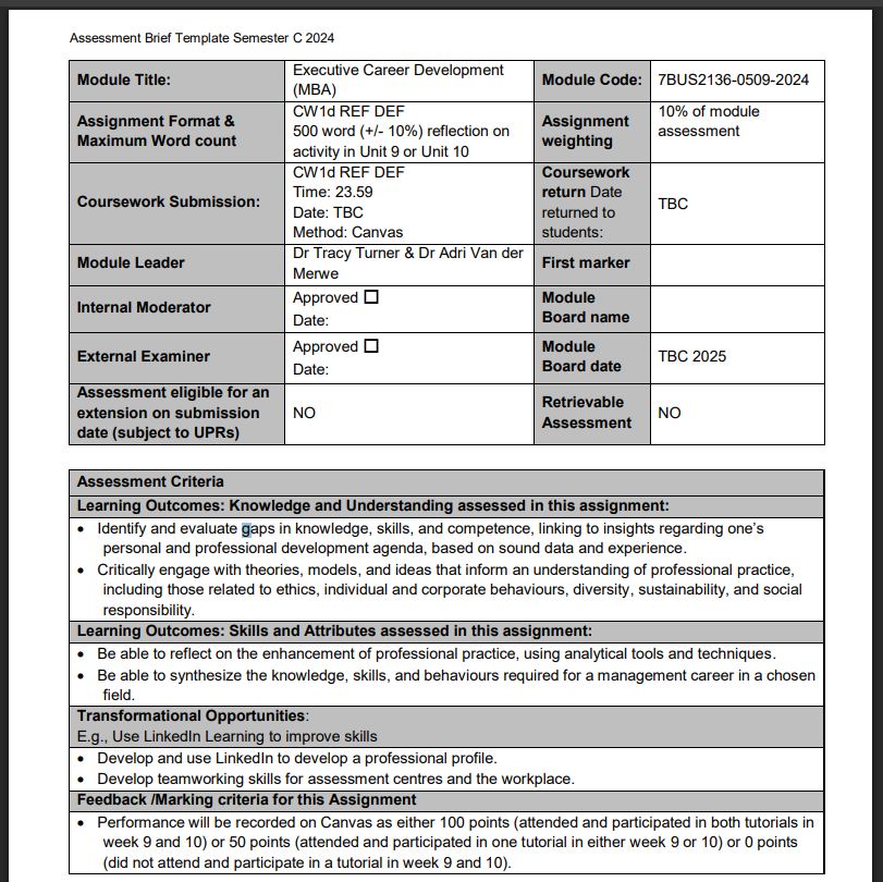 7BUS2136-0509 Executive Career Development CW1d REF DEF Sem C 2024-25 | UoH
