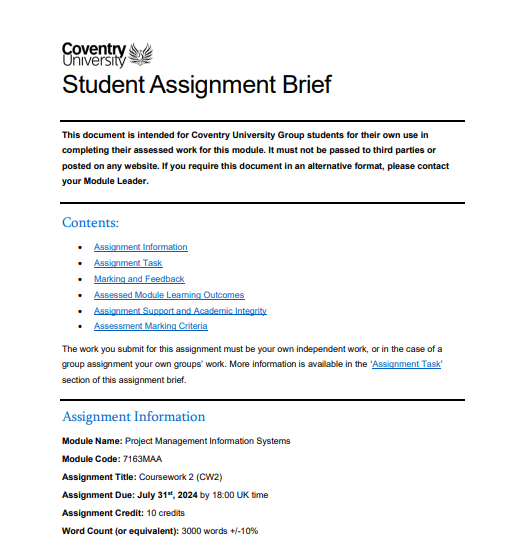 7163MAA Project Management Information Systems CW2