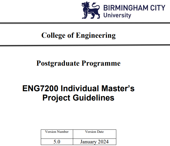 ENG7200 HRM Individual Master's Project Guidelines | BCU