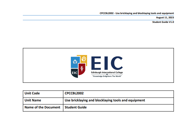CPCCBL2002 - Use bricklaying and blocklaying tools and equipment