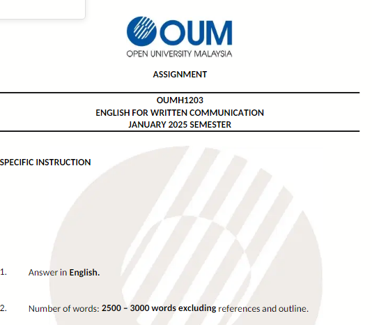 OUMH1203 English for Written Communication Assignment 