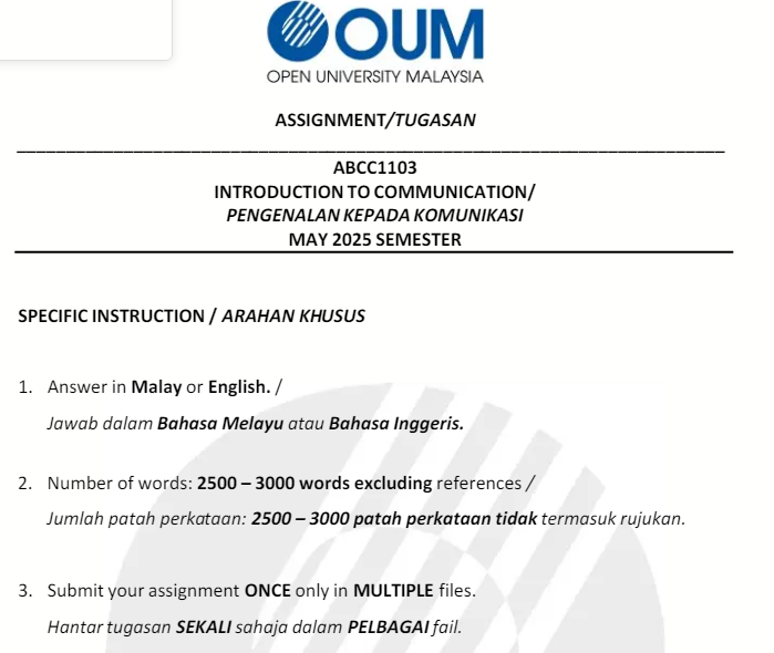 ABCC1103 Introduction to Communication Assignment ABCC1103 Introduction to Communication Assignment