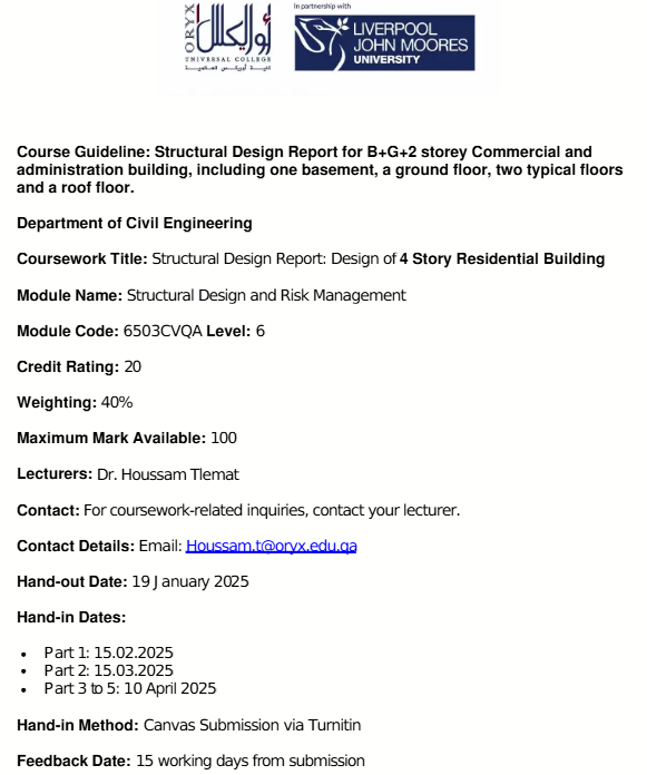 6503CVQR Structural Design and Risk Management Coursework