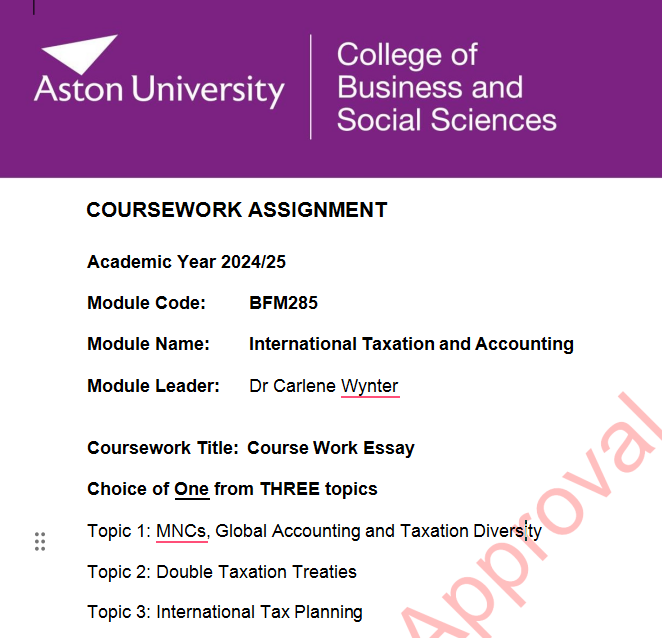 BFM285 Coursework Essay Assignment 2024/25