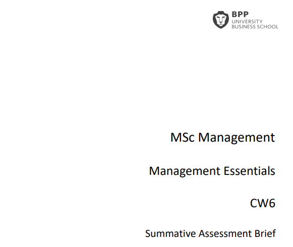 Management Essentials CW6 Summative Assessment Brief