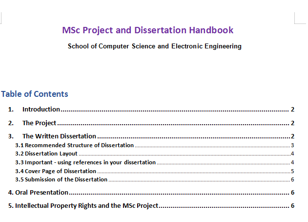 CSEE MSc Project and Dissertation Handbook