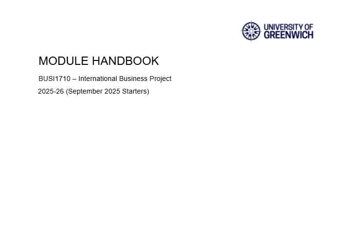 BUSI1710 International Business Project Module Handbook 