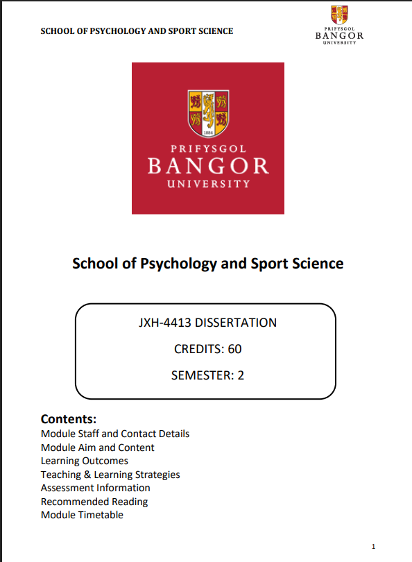 JXH-4413 Dissertation Module Handbook Semester 2, 2025-26 