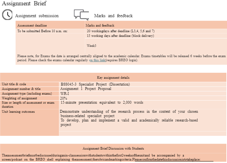 BSS045-3 Specialist Project A1: Assignment Brief 2025-26