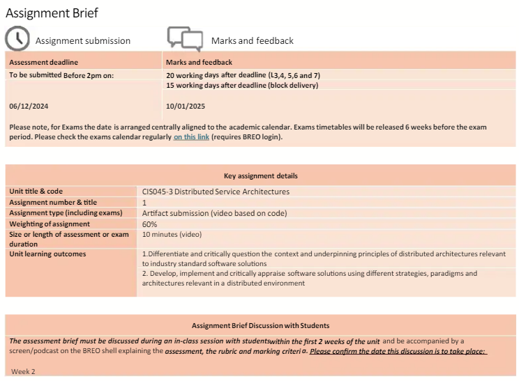 CIS045-3 Distributed Service Architecture Assignment 1