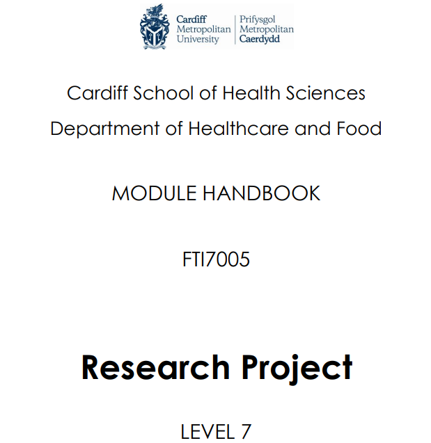 FTI7005 Research Project Level 7 Module Handbook 2025-26 | CMU