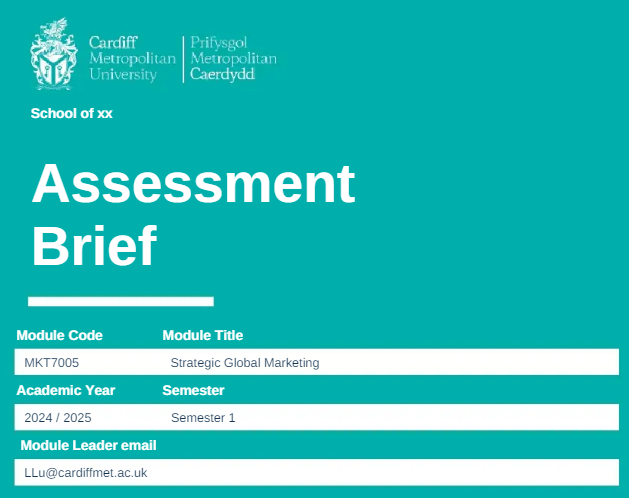 MKT7005 Strategic Global Marketing Assessment Brief Sem1 2025