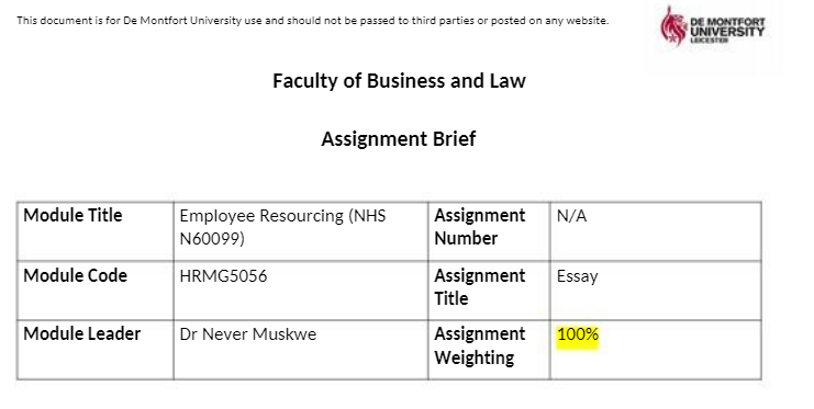 HRMG5056 Employee Resourcing Assignment HRMG5056 Employee Resourcing Assignment