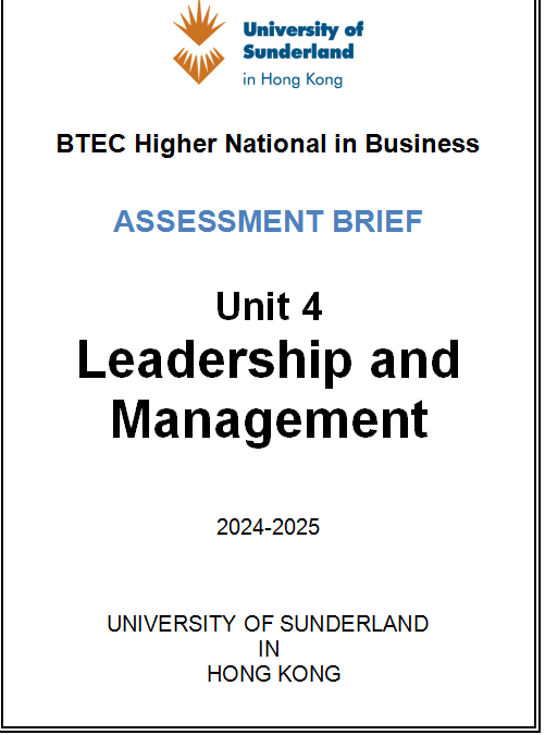 BTEC Unit 4 Leadership and Management Assignment