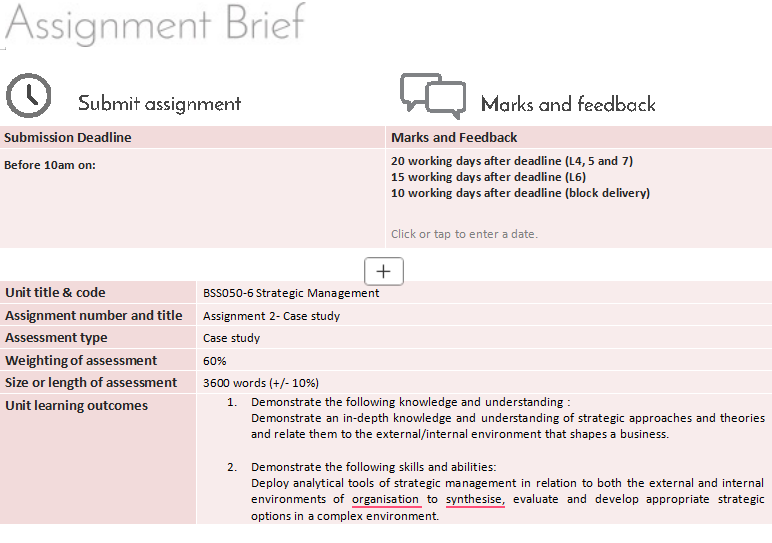 BSS050-6 Strategic Management Assignment 2 Brief