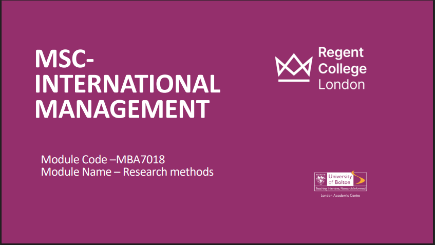 MBA7018 Research Methods Module Handbook MBA7018 Research Methods Module Handbook | RCL