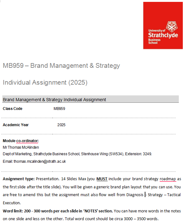 MB959 Brand Management & Strategy Individual Assignment 2025 