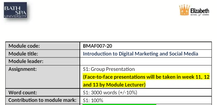 BMAF007-20 Introduction to Digital Marketing and Social Media Assignment