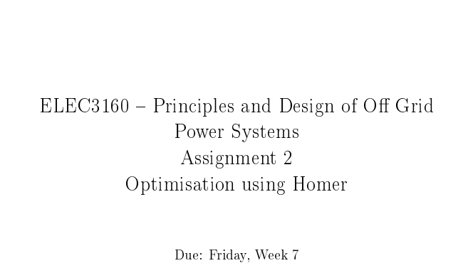 ELEC3160 Principles and Design of O Grid Power Systems Assignment 2 