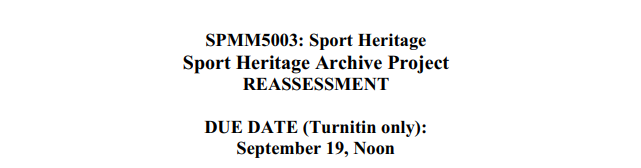 SPMM5003: Sport Heritage Archive Project Reassessment