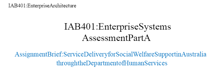 IAB401 Enterprise Architecture Enterprise Systems Part A Assessment 
