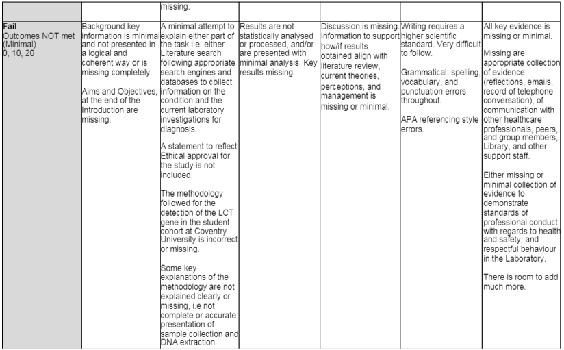 5039BMS Assessment Marking Criteria