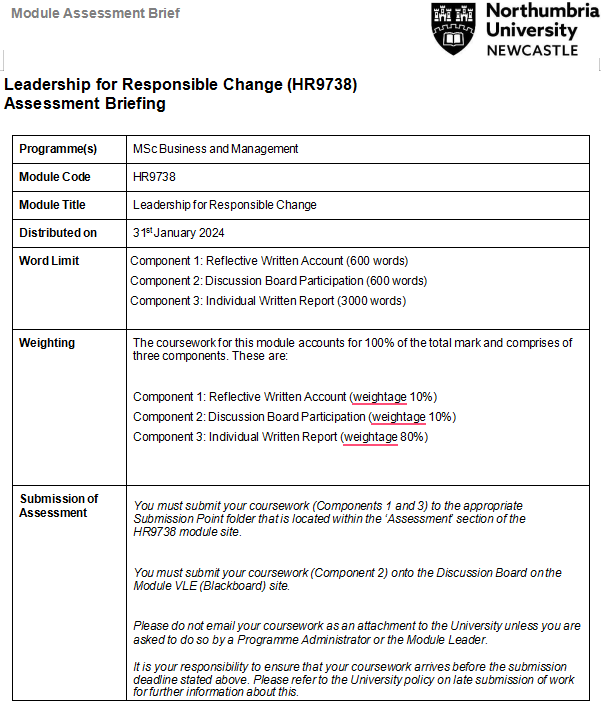 HR9738 Leadership for Responsible Change Assessment