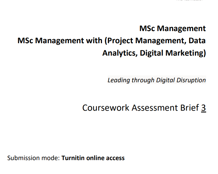 Leading Through Digital Disruption Summative Assessment CW31- BPP