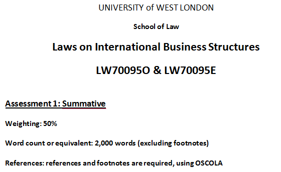 LW70095O & LW70095E Assessment 1: Summative Questions