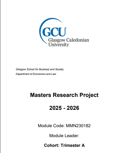 MMN230182 Masters Research Project (MRP) Module Handbook 2025/26 TriA | GCU 
