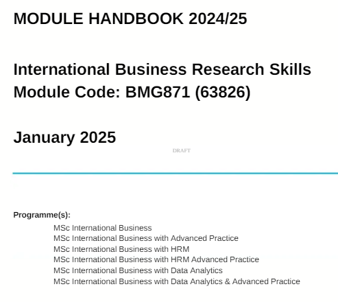 BMG871 (63826) International Business Research Skills Module Handbook 