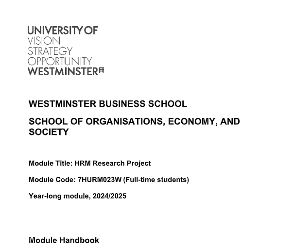 7HURM023W HRM Research Project