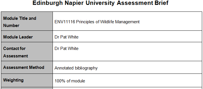 ENV11116 PWM Assessment Brief 2025-26 | Edinburgh Napier University