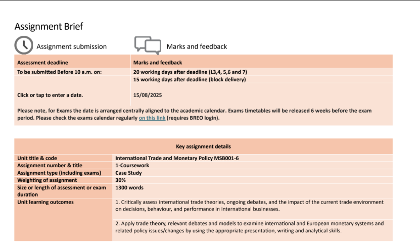 International Trade and Monetary Policy MSB001-6