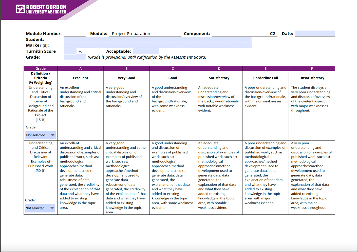 PLM308 MSc Project Assessment Brief Semester 3 2024-25 | RGU