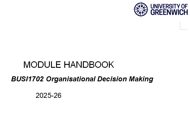 BUSI1702 Organisational Decision Making Handbook-2025/26