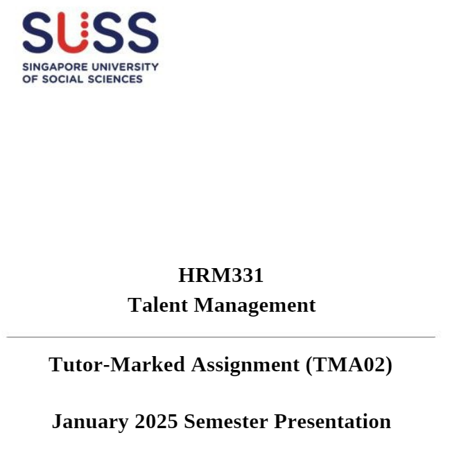 HRM331 Talent Management Tutor-Marked Assignment (TMA02)