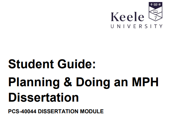 PCS-40044  Student Guide: Planning & Doing an MPH  PCS-40044  Student Guide: Planning & Doing an MPH Dissertation 2025/26