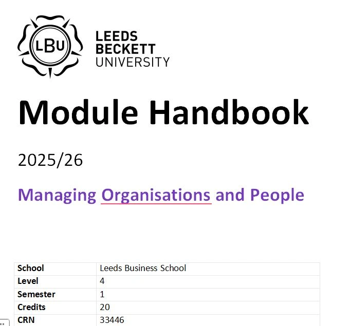 Level 4 Managing Organisations and People Handbook Level 4 Managing Organisations and People Handbook Sem 1 2025/26