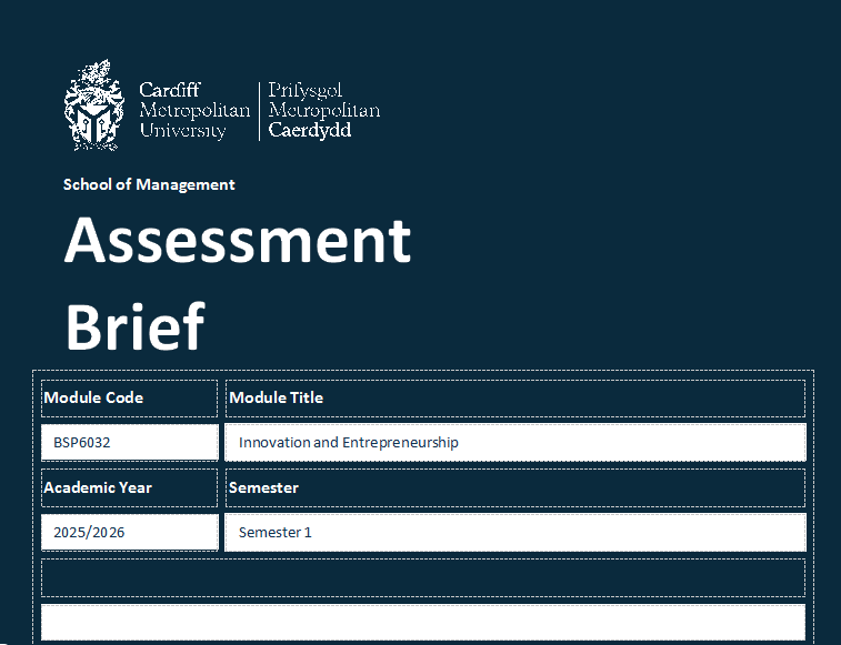 BSP6032 Innovation and Entrepreneurship WRIT1 Assessment Brief 2025/26