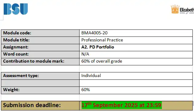 BMA4005-20 Professional Practice A2. PD Portfolio BMA4005-20 Professional Practice A2. PD Portfolio