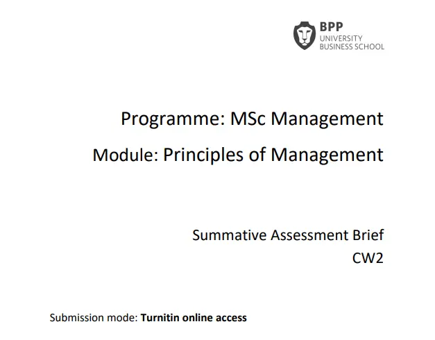 POM CW2 Oct 2025 Principles of Management Summative CW2 Oct 2025