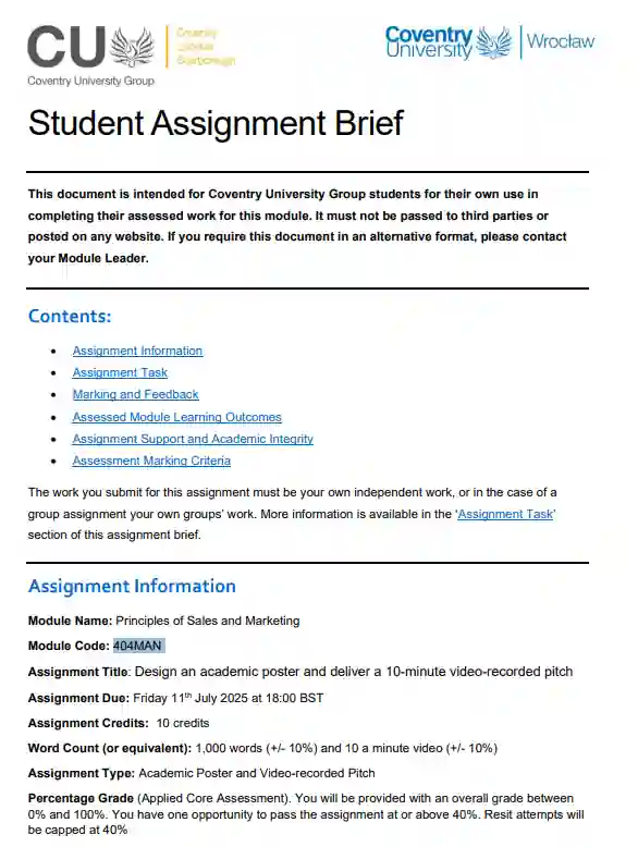 404MAN Principles of Sales and Marketing CW1 Academic Poster Assignment 404MAN Principles of Sales and Marketing CW1 Academic Poster Assignment