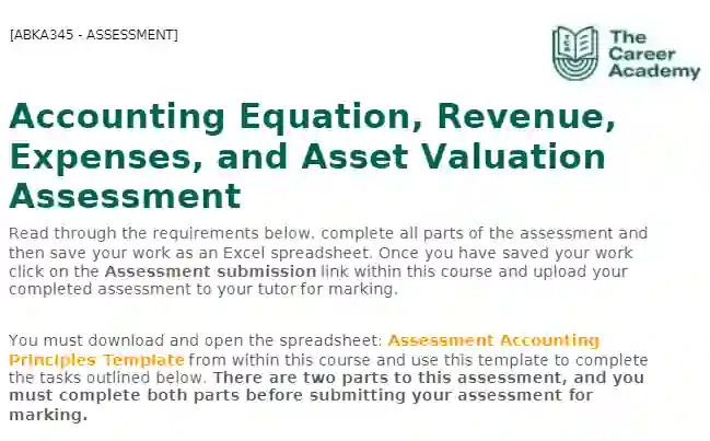 Accounting Equation, Revenue, Expenses, and Asset Valuation Assessment