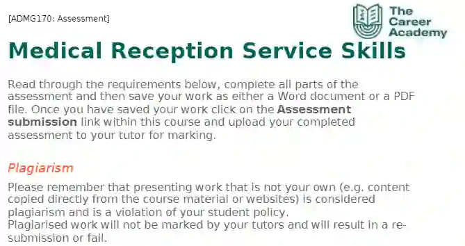 ADMG170 Assessment: Medical Reception Service Skills