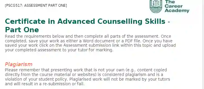 PSCG517 Certificate in Advanced Counselling Skills - Part One