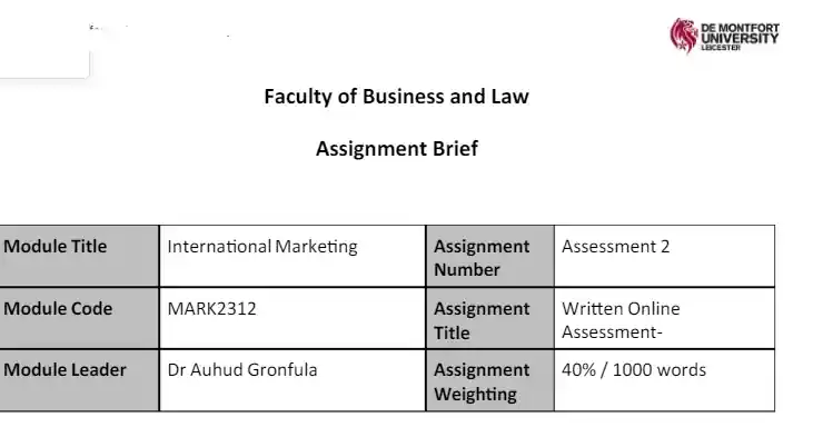 MARK2312 International Marketing Assessment 2 Brief.webp MARK2312 Assessment 2 Brief: International Marketing